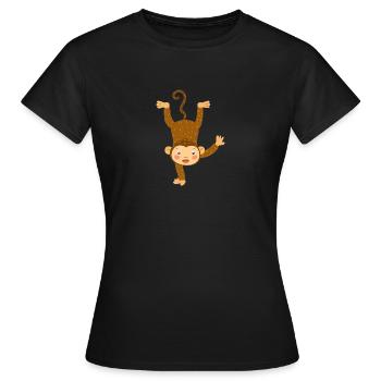 singe acrobate image animal sympa et marrante drol - T-shirt Femme - noir - Devant - AI Model Female 172 dark (172cm)