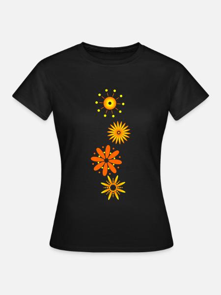 Blumen vertikal - Frauen T-Shirt - Schwarz