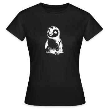 Cute little waddling baby kids penguin - Women's T-Shirt - black - Front - AI Model Female 172 dark (172cm)