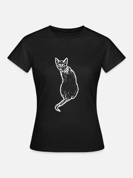 Katze weiß weiße Katzen kätzchen cute - Frauen T-Shirt - Schwarz