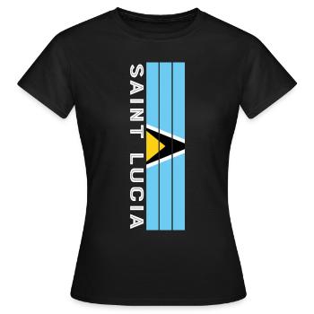 St. Lucia Landesfarbe in Streifen - Frauen T-Shirt - Schwarz - Vorne - AI Model Female 172 dark (172cm)