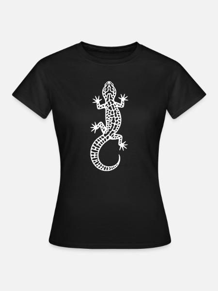 Gecko Muster in Kontrast - Frauen T-Shirt - Schwarz