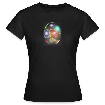 Kosmos Ei mit Totenkopf - Frauen T-Shirt - Schwarz - Vorne - AI Model Female 172 dark (172cm)
