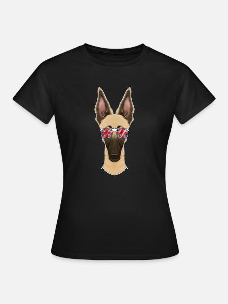 Malinois UK Sunglasses I English Flag I Union Jack - Women's T-Shirt - black