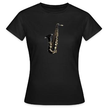 hyper realistic black saxophone jazz music - Frauen T-Shirt - Schwarz - Vorne - AI Model Female 172 dark (172cm)