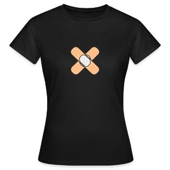 Band Aid! funny pictures, sarcasm, humor, fun - Women's T-Shirt - black - Front - AI Model Female 172 dark (172cm)