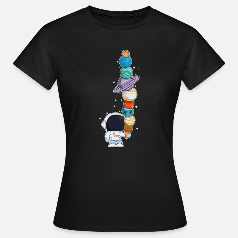 Astronaut mit Eis - Frauen T-Shirt - Schwarz