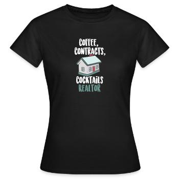 Kaffee Verträge Cocktails Immobilienmakler - Frauen T-Shirt - Schwarz - Vorne - AI Model Female 172 dark (172cm)