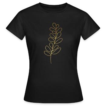 Gold Foliage Flora Line Art - T-shirt Femme - noir - Devant - AI Model Female 172 dark (172cm)