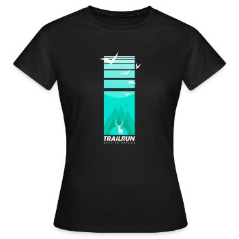 Trailrun Wildnis Hirsch - Frauen T-Shirt - Schwarz - Vorne - AI Model Female 172 dark (172cm)