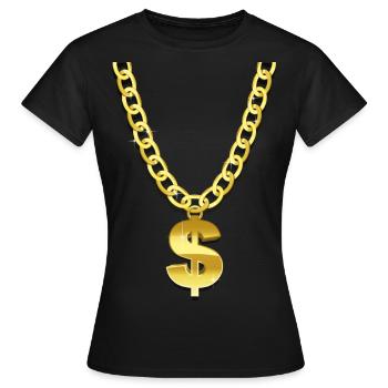 goldene Halskette - Frauen T-Shirt - Schwarz - Vorne - AI Model Female 172 dark (172cm)