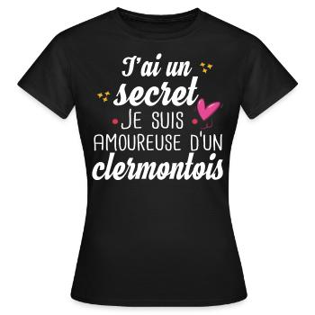 Clermontois Clermont Ferrand Amoureuse Humour - T-shirt Femme - noir - Devant - AI Model Female 172 dark (172cm)