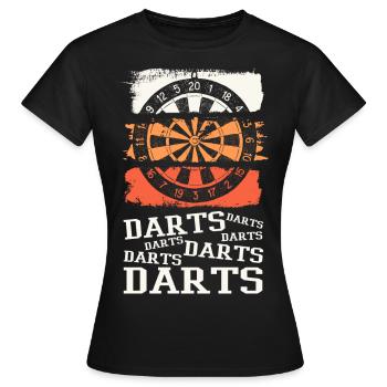 Fléchettes, jeu de fléchettes, jeu de fléchettes, fléchettes, joueurs de fléchettes - T-shirt Femme - noir - Devant - AI Model Female 172 dark (172cm)