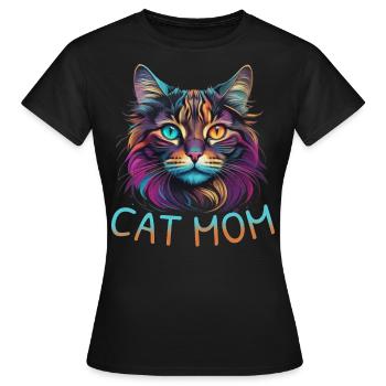 Cat Mom - Women's T-Shirt - black - Front - AI Model Female 172 dark (172cm)