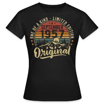 Geburtstag September 1957 - geboren im September 1957 - Frauen T-Shirt - Schwarz - Vorne - AI Model Female 172 dark (172cm)