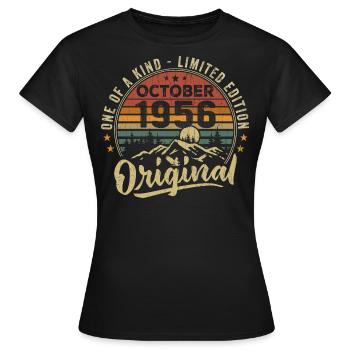 Geburtstagsgeschenk | Jahrgang Jahrgang Oktober 1956 - Frauen T-Shirt - Schwarz - Vorne - AI Model Female 172 dark (172cm)