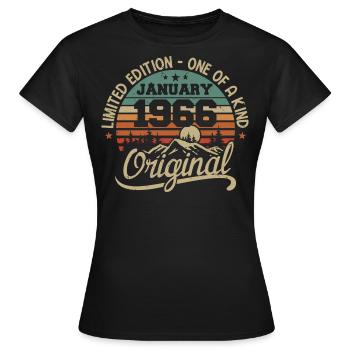 Januar 1966 I Geburtstage geboren im Januar 1966 - Frauen T-Shirt - Schwarz - Vorne - AI Model Female 172 dark (172cm)