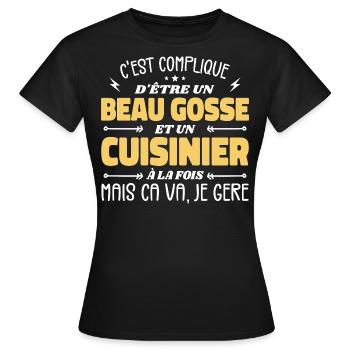Beau gosse homme cuisinier - T-shirt Femme - noir - Devant - AI Model Female 172 dark (172cm)