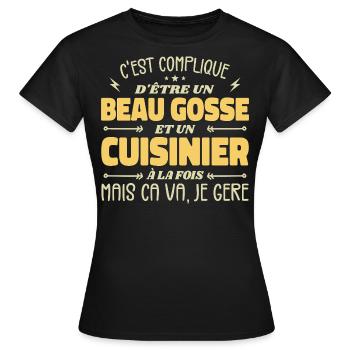 Beau gosse homme cuisinier - T-shirt Femme - noir - Devant - AI Model Female 172 dark (172cm)