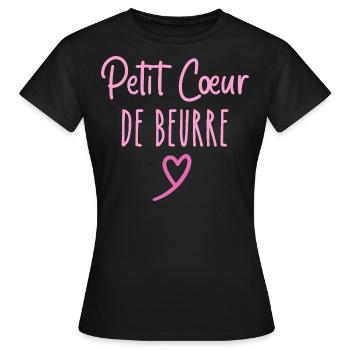 Petit cœur de beurre - T-shirt Femme - noir - Devant - AI Model Female 172 dark (172cm)