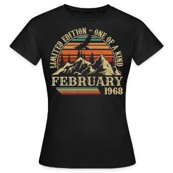 Février 1968 Rétro Né en Février 1968 Anniversaire - T-shirt Femme - noir - Devant - AI Model Female 172 dark (172cm)
