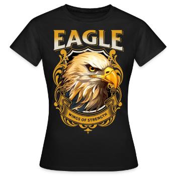Adler Adlerkopf Gold Raubvogel Vogel Tier Natur - Frauen T-Shirt - Schwarz - Vorne - AI Model Female 172 dark (172cm)