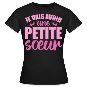 Ich werde eine kleine Schwester haben - Frauen T-Shirt - Schwarz - Vorne - AI Model Female 172 dark (172cm)