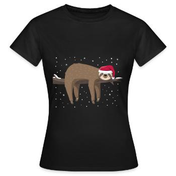 Paresseux Noël - T-shirt Femme - noir - Devant - AI Model Female 172 dark (172cm)