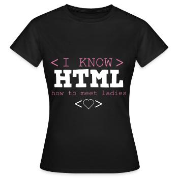 HTML Editor Hypertext Markup Language Web Document - T-shirt Femme - noir - Devant - AI Model Female 172 dark (172cm)
