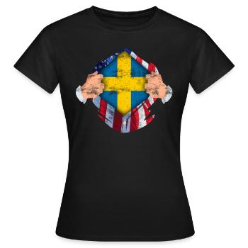 Suède USA pays d'origine armoiries drapeau fierté - T-shirt Femme - noir - Devant - AI Model Female 172 dark (172cm)