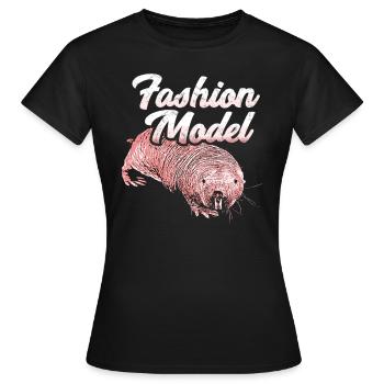 Nacktmull Fashion Model Nager Ratten Ratte Humor - Frauen T-Shirt - Schwarz - Vorne - AI Model Female 172 dark (172cm)