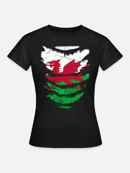 Wales Flagge St Davids Day Cymraeg Waliser Wappen - Frauen T-Shirt - Schwarz