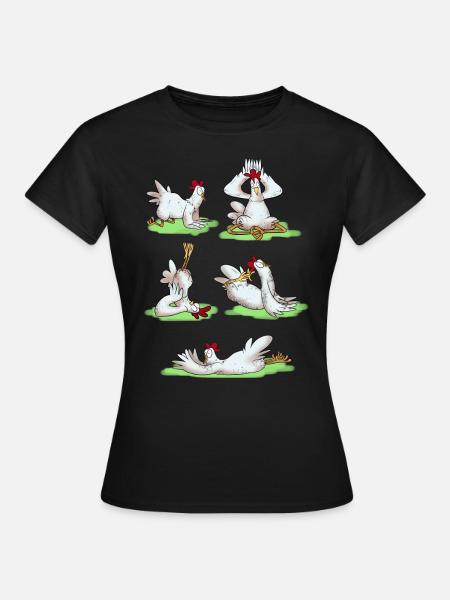 Figures de yoga drôles de poulet - T-shirt Femme - noir