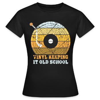 Platines vinyles LPs old school - T-shirt Femme - noir - Devant - AI Model Female 172 dark (172cm)