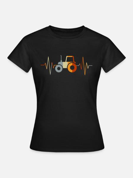Tracteur tracteur tracteur agriculteur battement de coeur - T-shirt Femme - noir