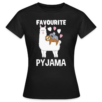 Pyjama Lama Pyjama paresseux alpaga - T-shirt Femme - noir - Devant - AI Model Female 172 dark (172cm)