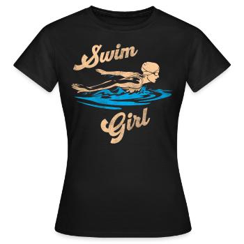 Schwimmerin Schwimmen Mädchen - Frauen T-Shirt - Schwarz - Vorne - AI Model Female 172 dark (172cm)