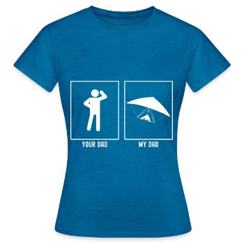 Dein Vater - Mein Vater - Segelfliegen Vorderseite - Frauen T-Shirt - Antikblaues Saphir meliert - Vorne - AI Model Female 172 dark (172cm)