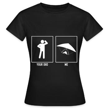 Dein Vater - Ich - Segelfliegen Landung - Frauen T-Shirt - Schwarz - Vorne - AI Model Female 172 dark (172cm)