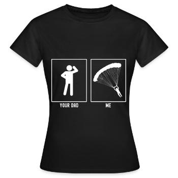 Dein Vater - Ich - Gleitschirm Landung - Frauen T-Shirt - Schwarz - Vorne - AI Model Female 172 dark (172cm)