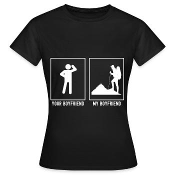 Dein Freund - Mein Freund - Wandern bergauf - Frauen T-Shirt - Schwarz - Vorne - AI Model Female 172 dark (172cm)