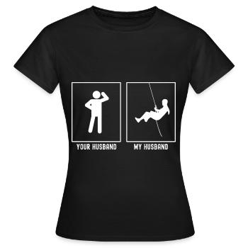 Votre mari - Mon mari - Descente en rappel - T-shirt Femme - noir - Devant - AI Model Female 172 dark (172cm)