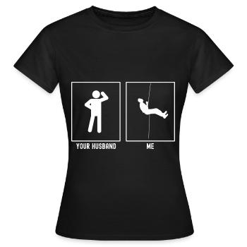 Ihr Ehemann - Ich - Klettern Abseilen - Frauen T-Shirt - Schwarz - Vorne - AI Model Female 172 dark (172cm)