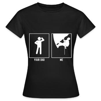 Dein Vater - Ich - Felsklettern - Frauen T-Shirt - Schwarz - Vorne - AI Model Female 172 dark (172cm)
