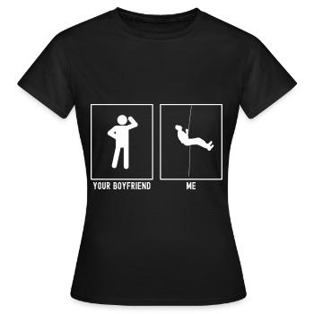 Dein Freund - Ich - Klettern Abseilen - Frauen T-Shirt - Schwarz - Vorne - AI Model Female 172 dark (172cm)
