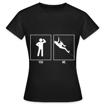 Du - Ich - Klettern Diagonal - Frauen T-Shirt - Schwarz - Vorne - AI Model Female 172 dark (172cm)
