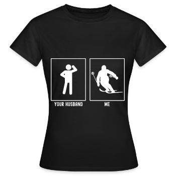 Votre mari - Moi - Ski Professionnel Tour - T-shirt Femme - noir - Devant - AI Model Female 172 dark (172cm)