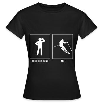 Votre mari - Moi - Tour de ski professionnel - T-shirt Femme - noir - Devant - AI Model Female 172 dark (172cm)