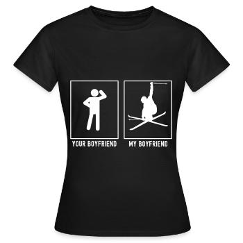 Ihr Freund - Mein Freund - Skifahren Radikal - Frauen T-Shirt - Schwarz - Vorne - AI Model Female 172 dark (172cm)
