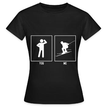 Vous - Moi - Liens pistes de ski - T-shirt Femme - noir - Devant - AI Model Female 172 dark (172cm)